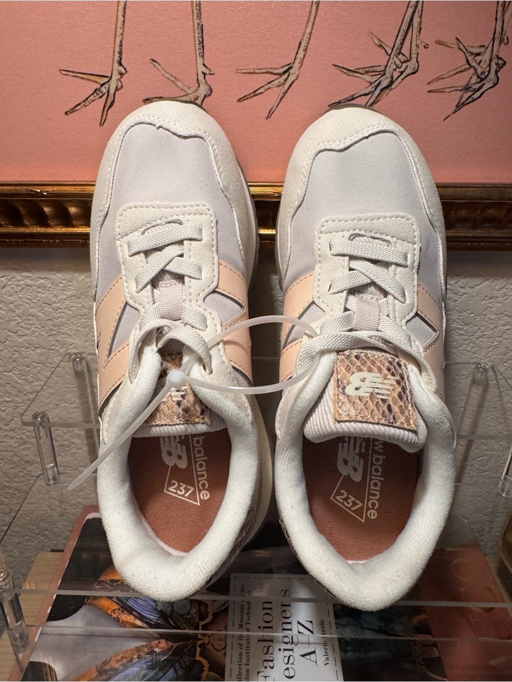 New Balance girls Gray and Blush Retro Runner Sneakers - Picture 5 of 6